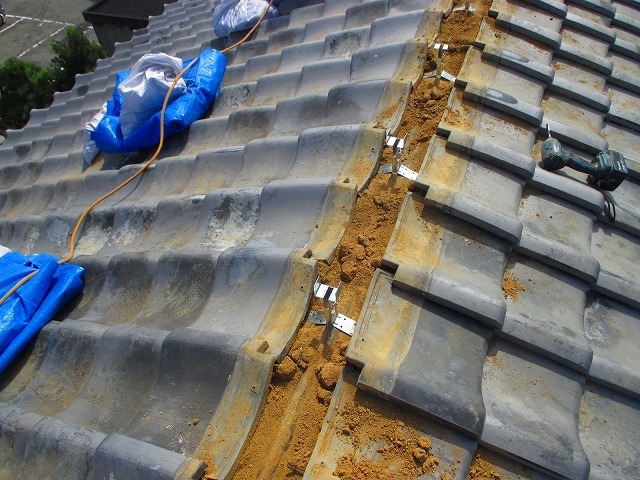 明石市で棟の撤去作業中